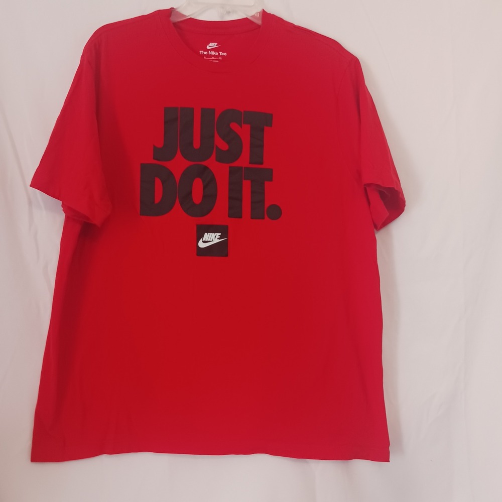 Nike Graphic T-Shirt Mens XL Red Excellent Just Do It Logo Crewneck Tee